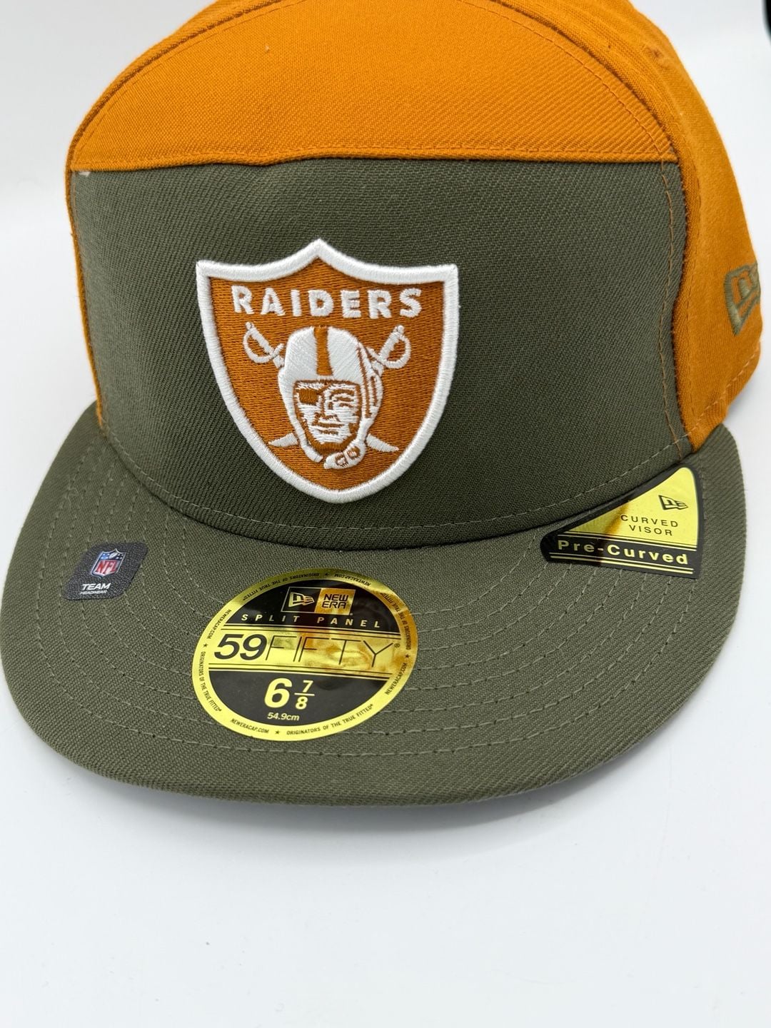Las Vegas Raiders New Era 59FIFTY Split Panel Fitted Hat 6 7/8 Olive Brown 3
