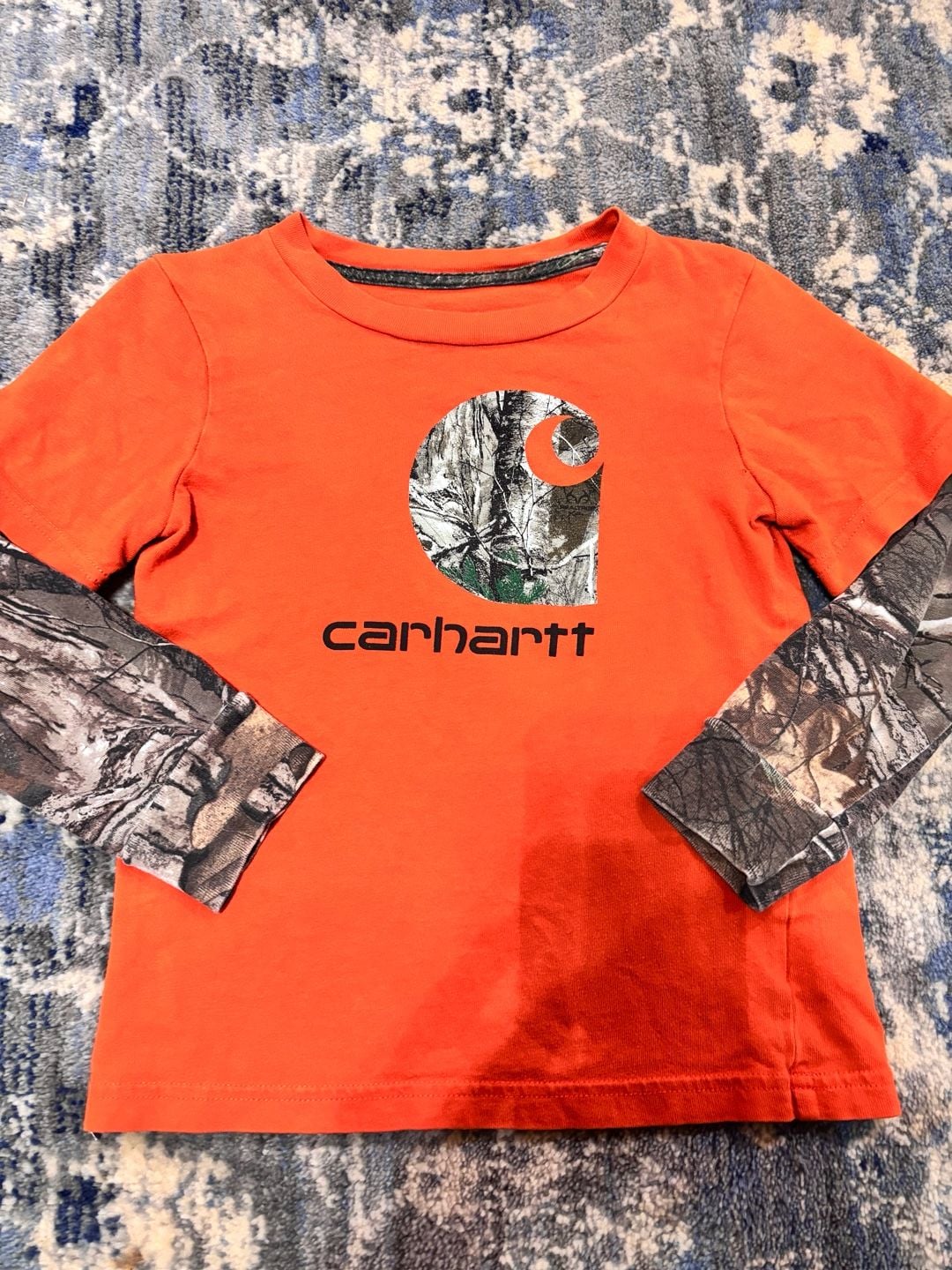 Carhartt Long Sleeve Shirt Size 4T Orange Camo 3