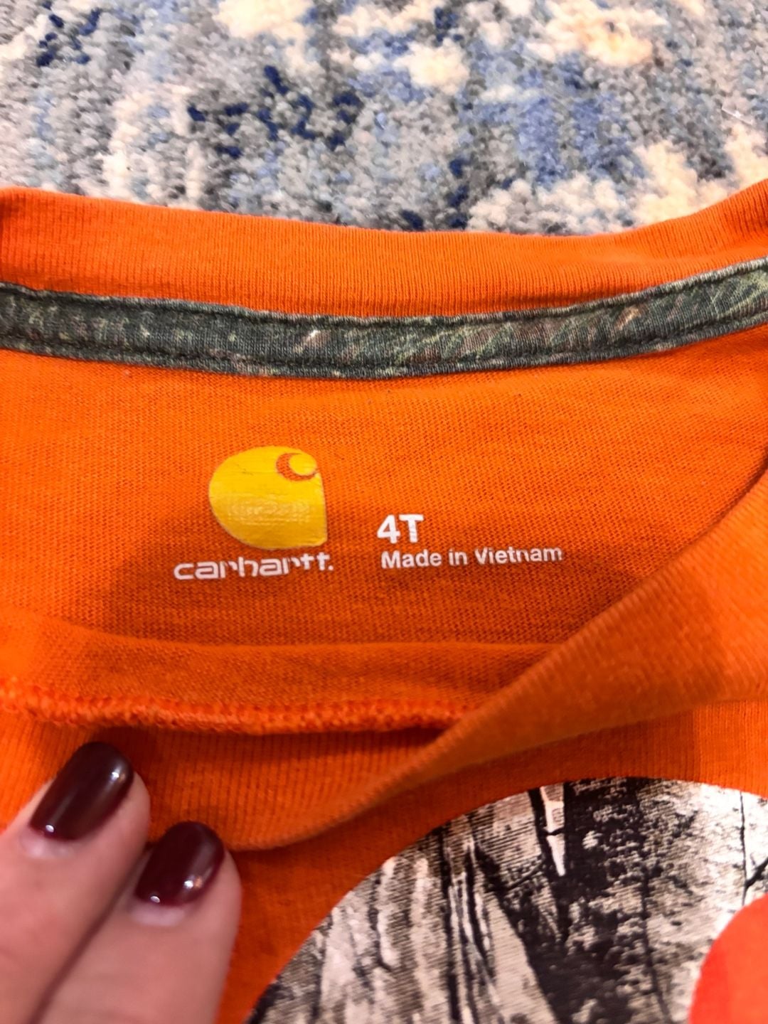 Carhartt Long Sleeve Shirt Size 4T Orange Camo 6