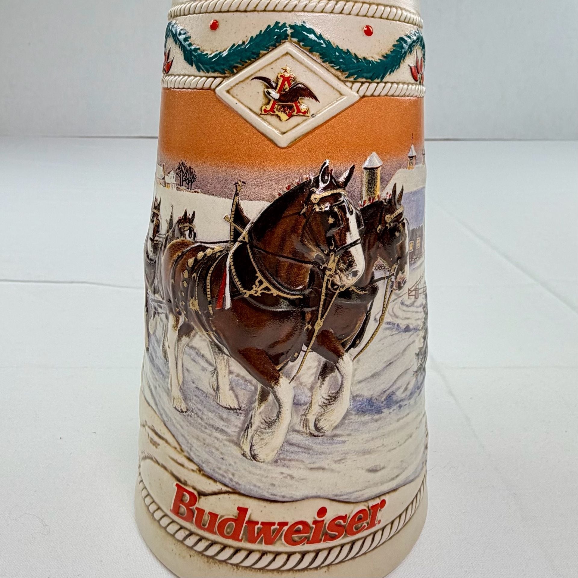 Budweiser 1996 Holiday Stein American Homestead Beer Mug 2