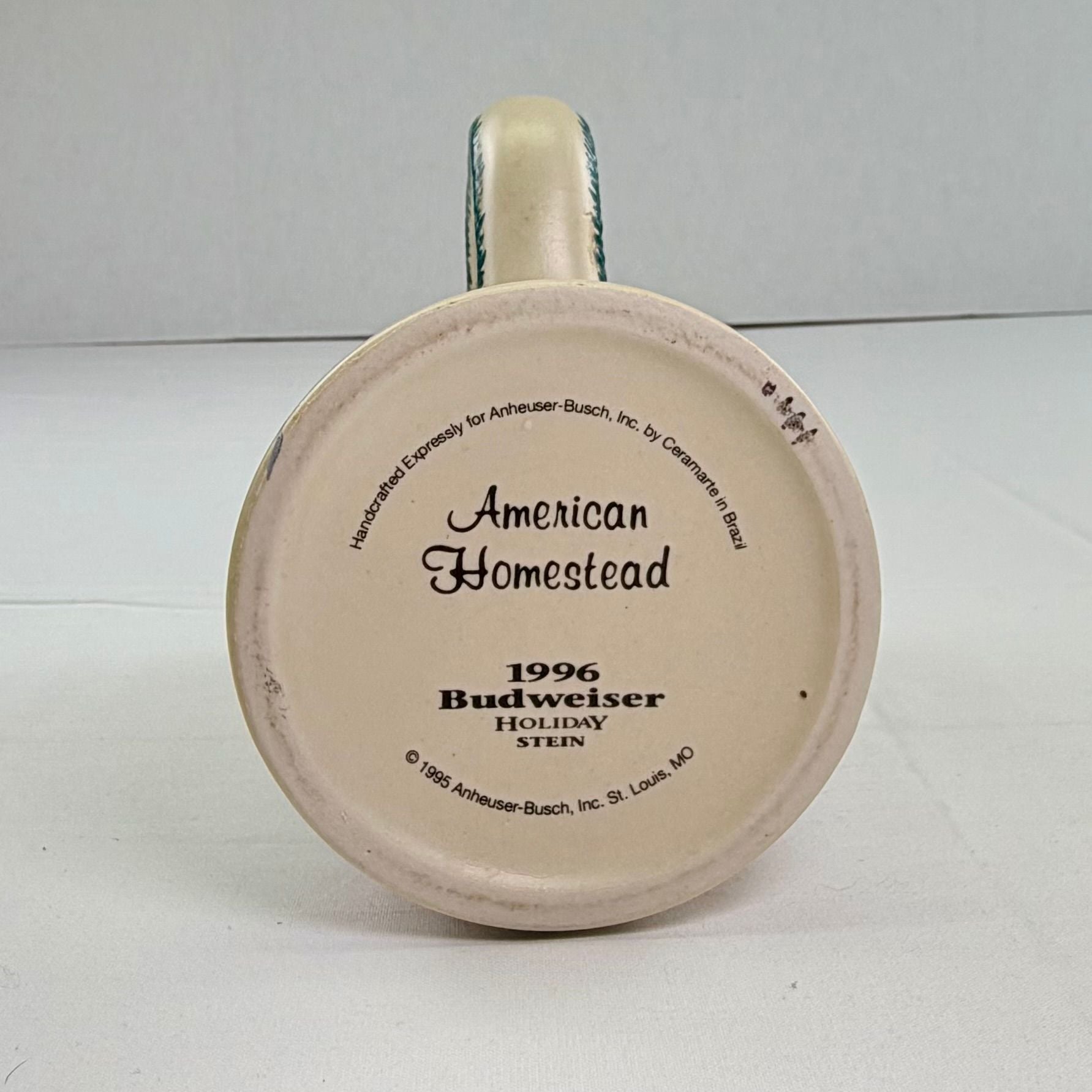 Budweiser 1996 Holiday Stein American Homestead Beer Mug 3