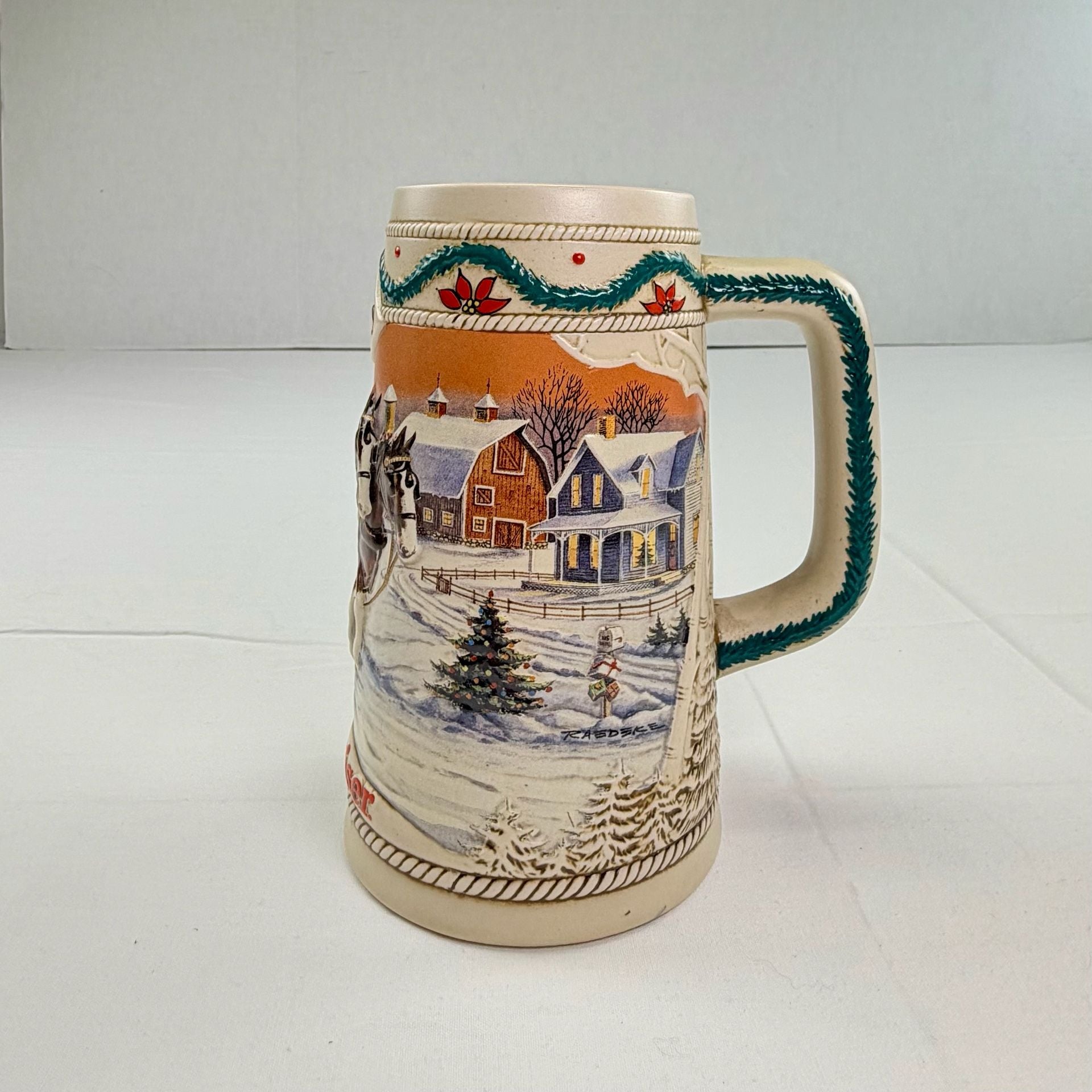 Budweiser 1996 Holiday Stein American Homestead Beer Mug 4