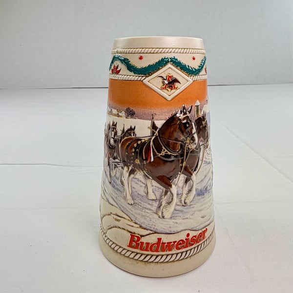 Budweiser 1996 Holiday Stein American Homestead Beer Mug