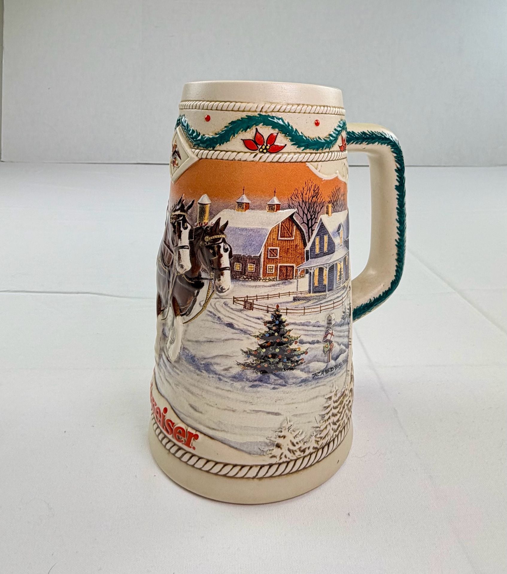 Budweiser 1996 Holiday Stein American Homestead Beer Mug 7