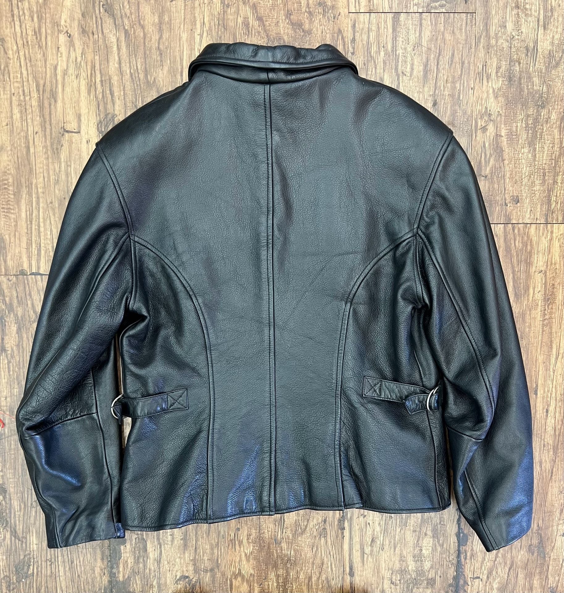 Wilsons Leather Jacket Size L Black Full Zip Moto Biker 7