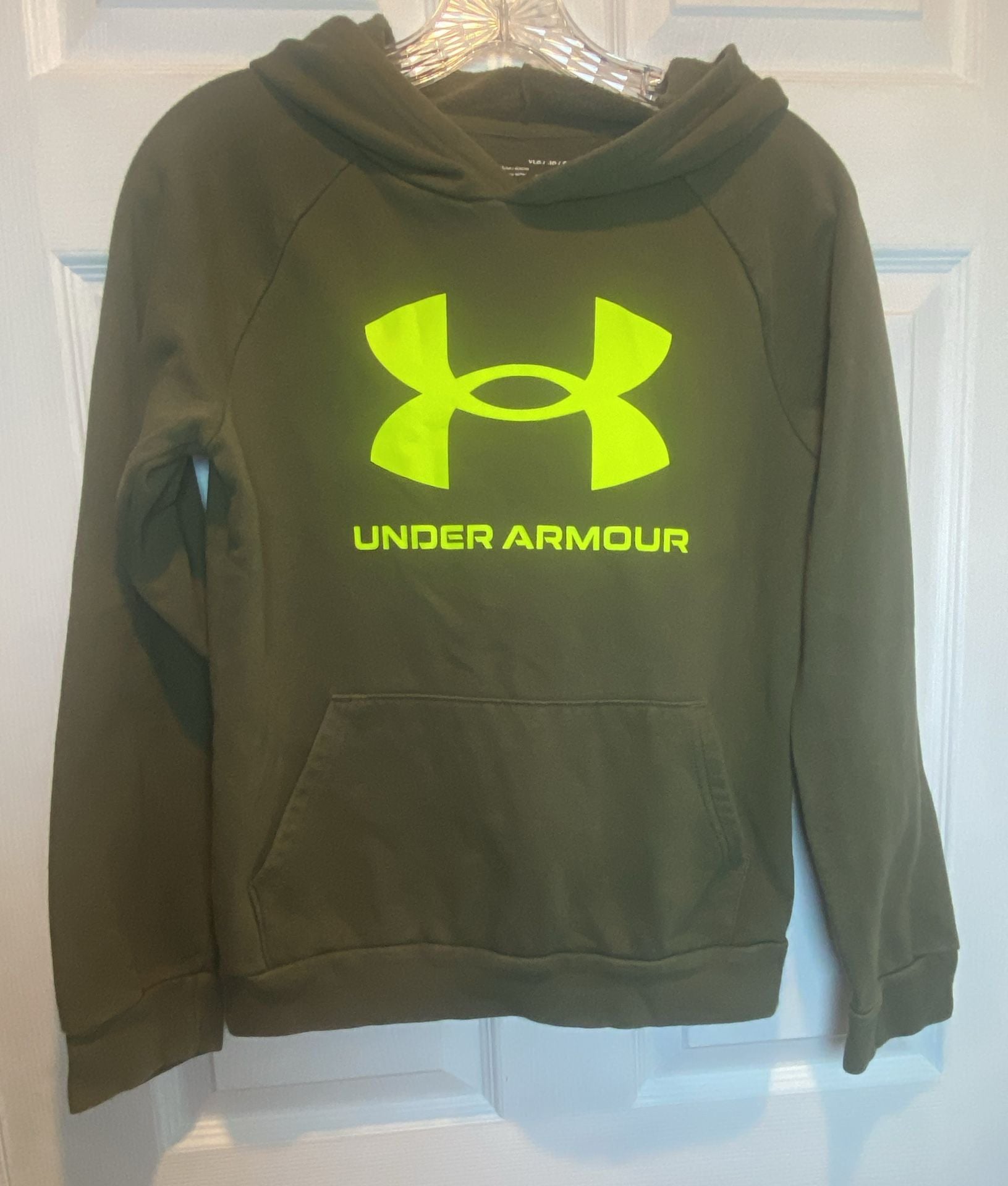 Under Armour Rival Fleece Hoodie Size YLG Green 2