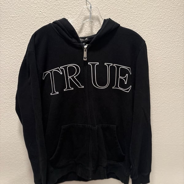 True Religion Hd Zip Up Hoodie Size M Black Logo Graphic