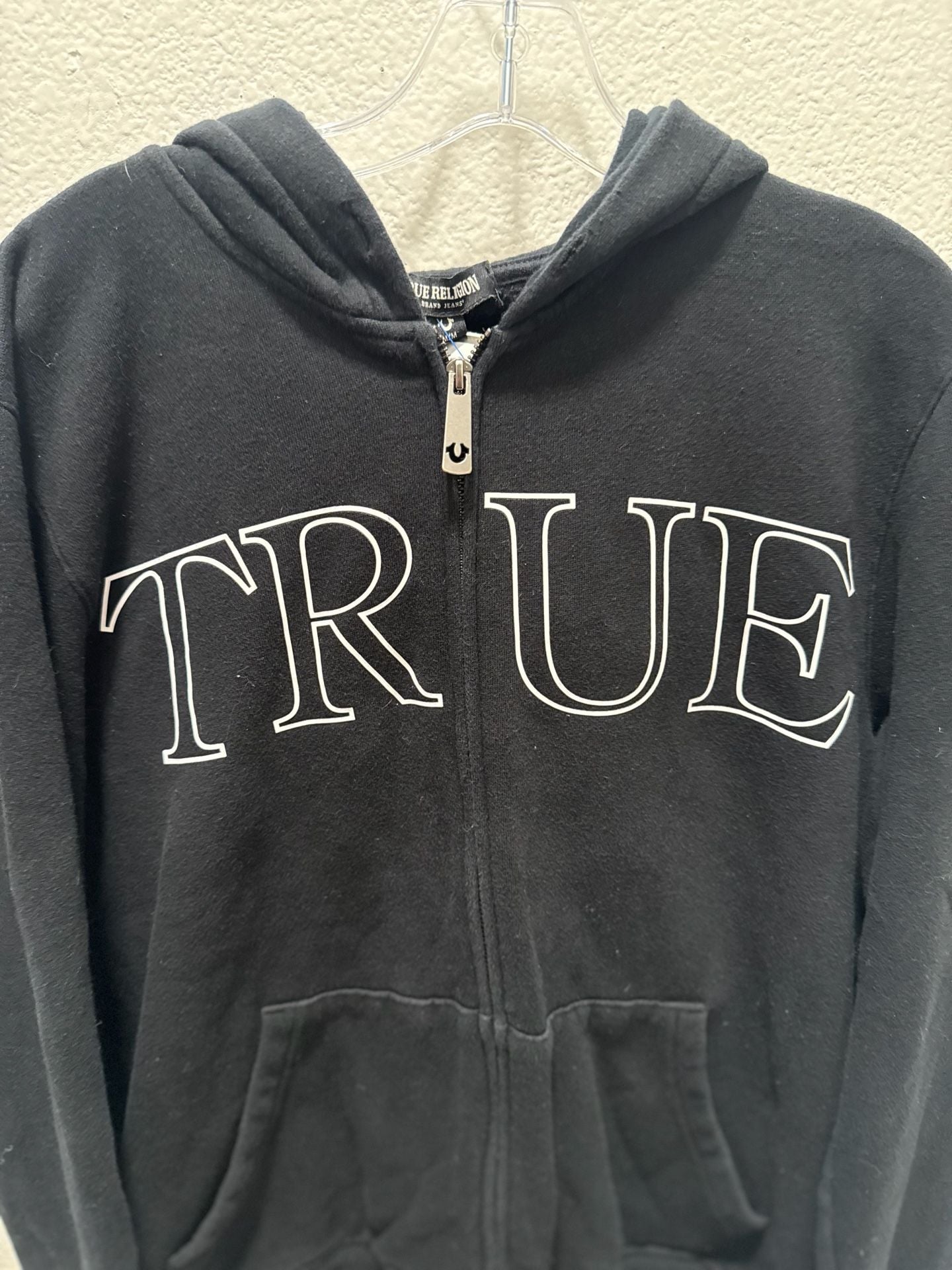 True Religion Hd Zip Up Hoodie Size M Black Logo Graphic 5