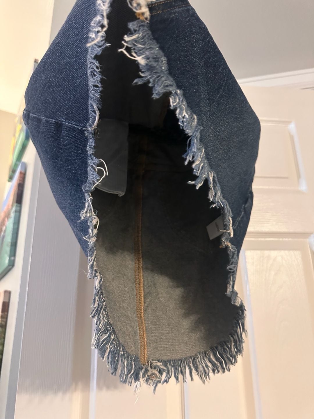 Free People We The Free Bailey Fringe Denim Mini Skirt Size 29 Blue 3