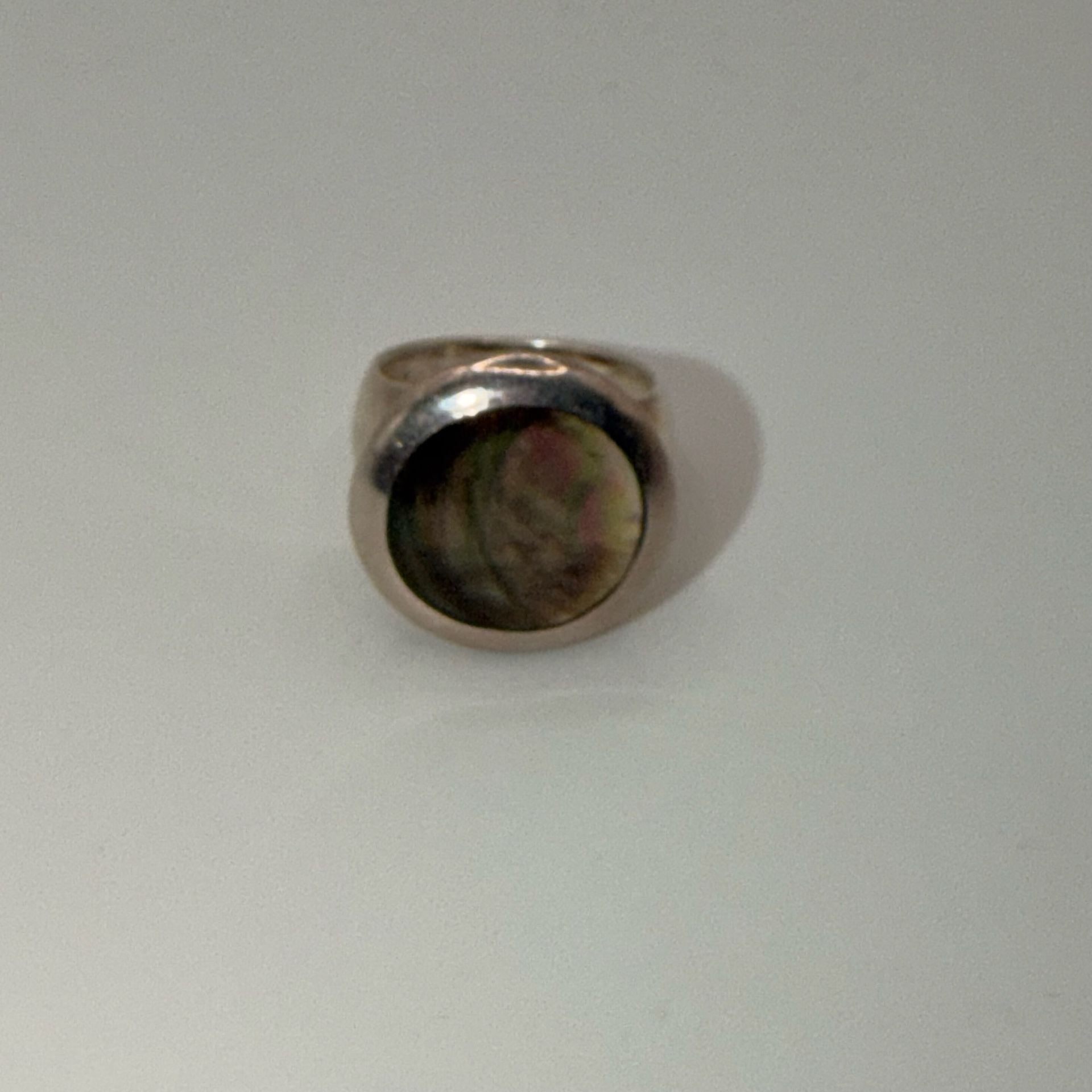 925 Vintage SCFJ Sterling Silver Abalone Shell Inlay Chunky Statement Ring 2