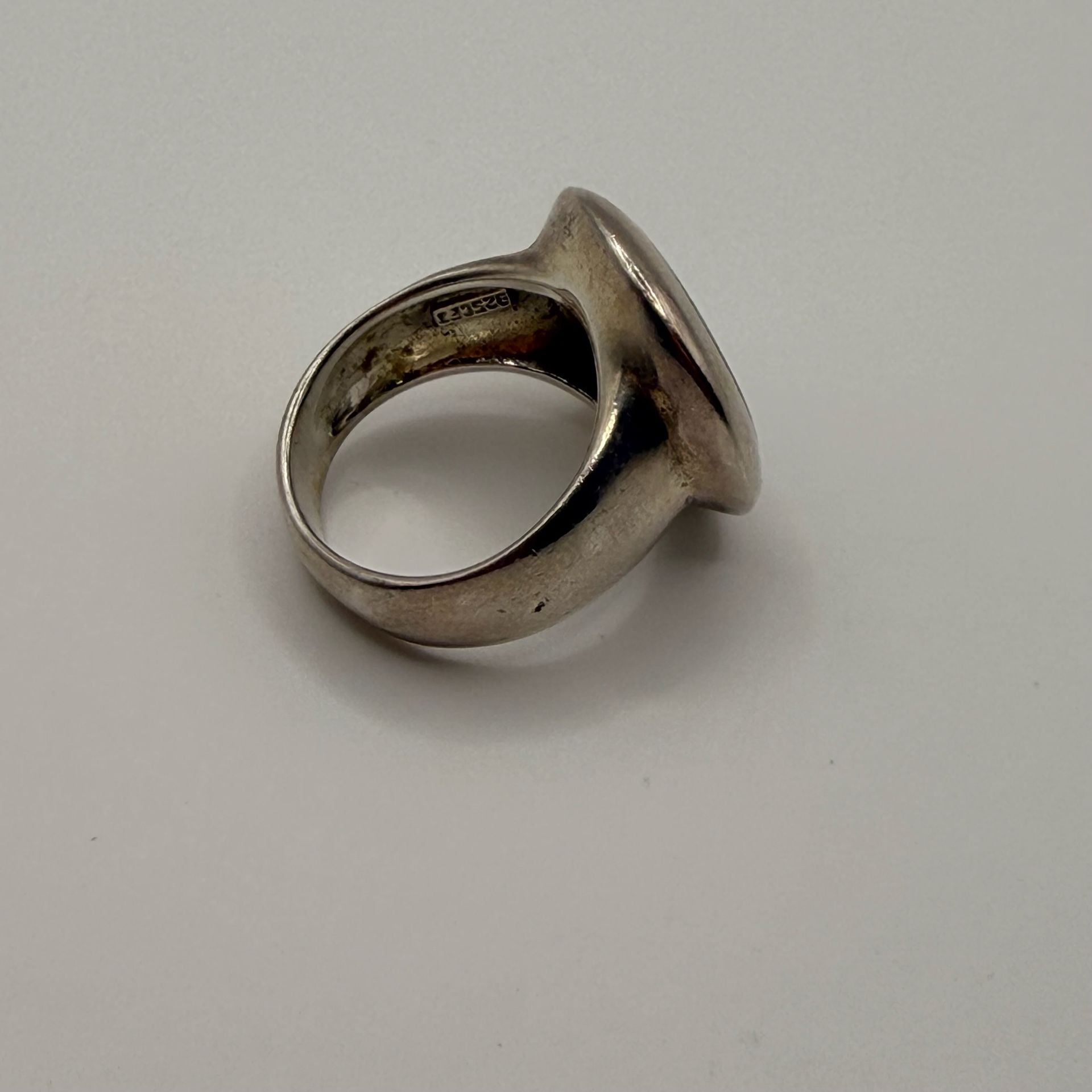 925 Vintage SCFJ Sterling Silver Abalone Shell Inlay Chunky Statement Ring 3