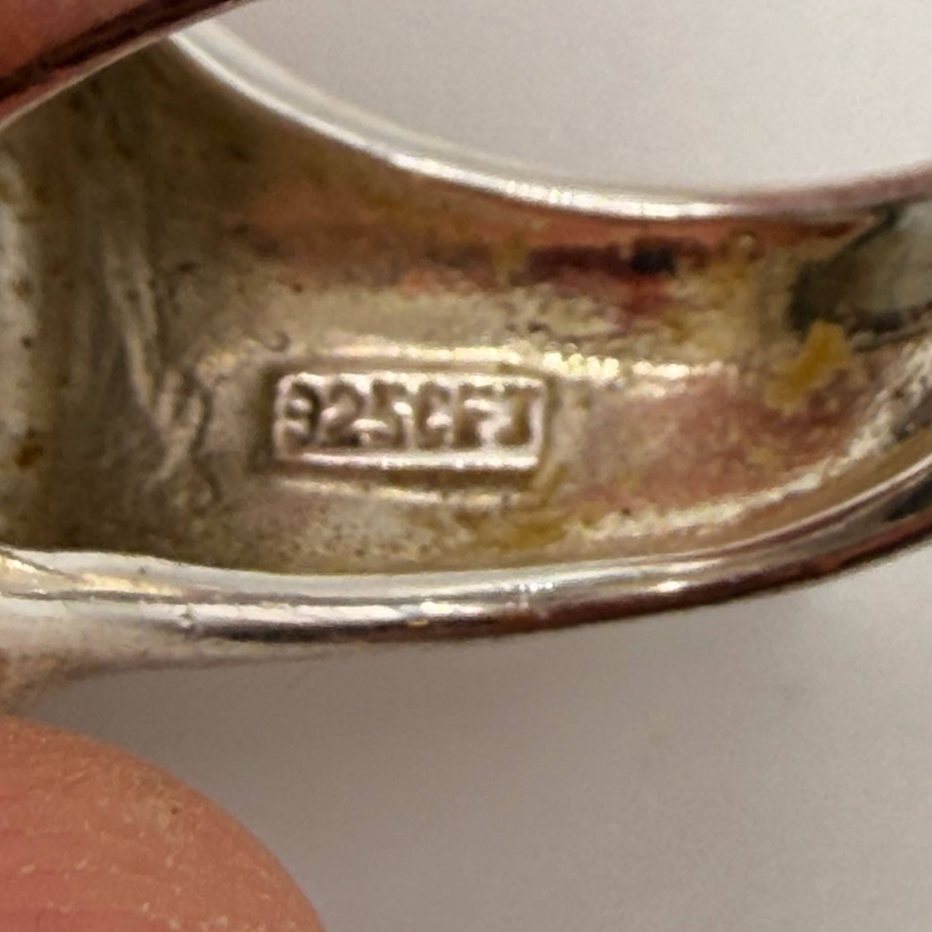 925 Vintage SCFJ Sterling Silver Abalone Shell Inlay Chunky Statement Ring 4