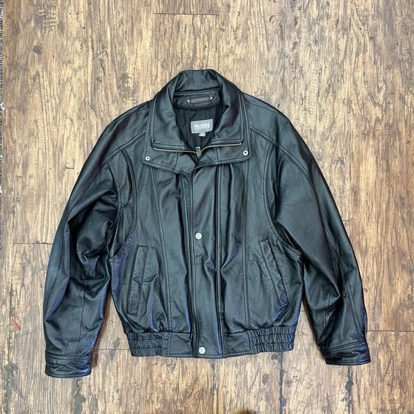 Men’s Wilsons Leather Black Leather Biker Motorcycle Bomber Jacket Size M