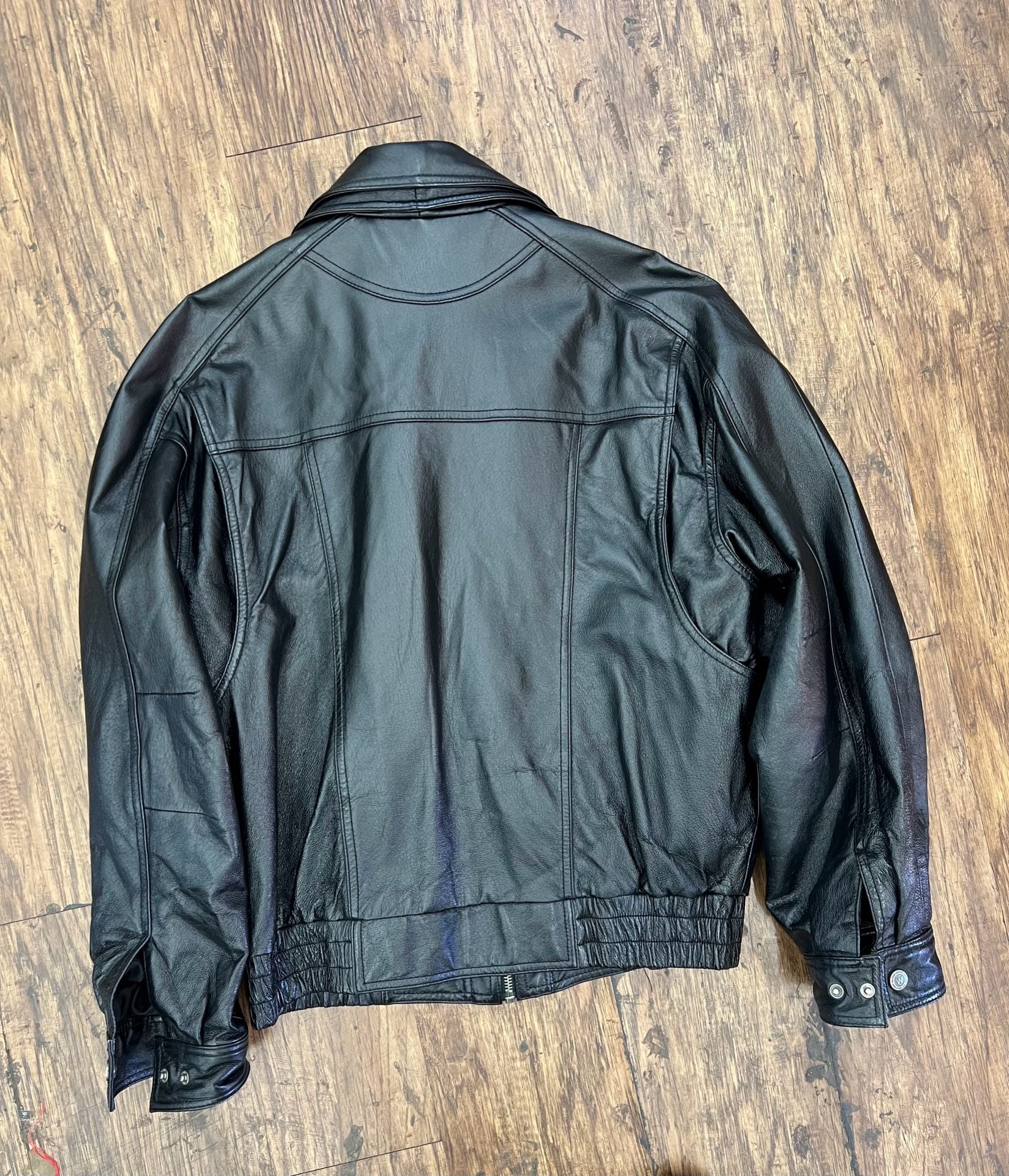 Men’s Wilsons Leather Black Leather Biker Motorcycle Bomber Jacket Size M 8