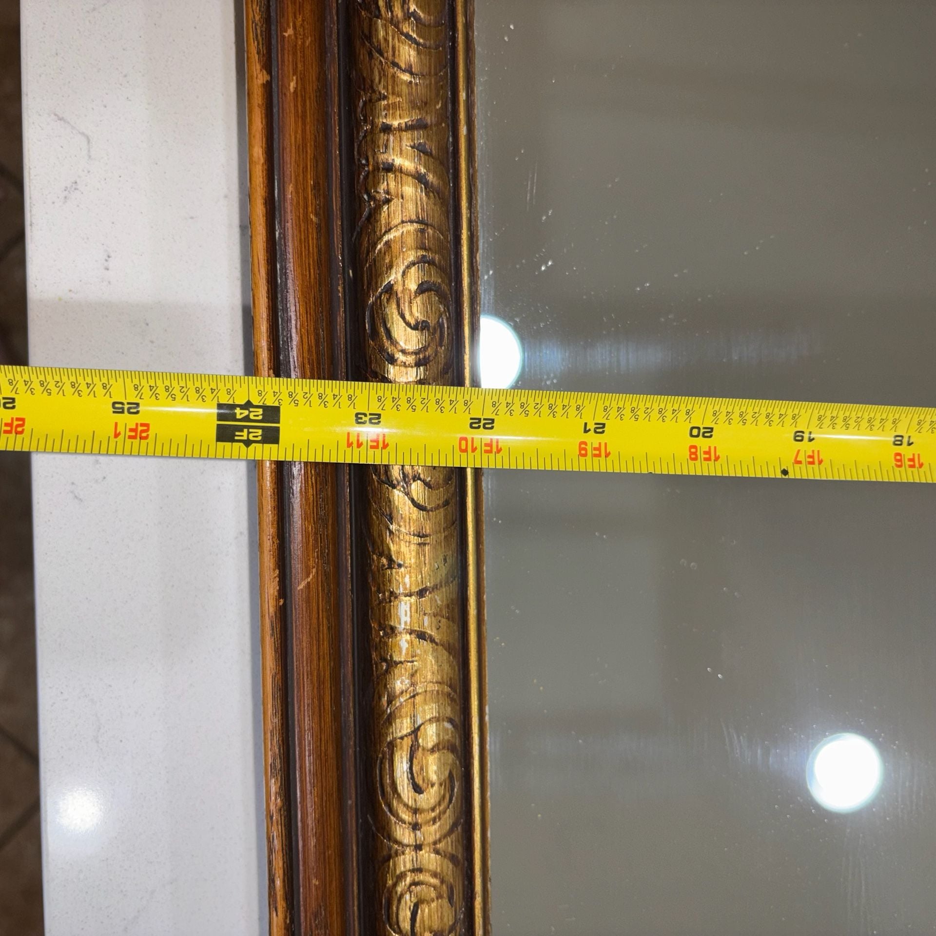 Vintage Heavy Ornate Gold And Solid Wood Framed Wall Mirror 24”x20” 11