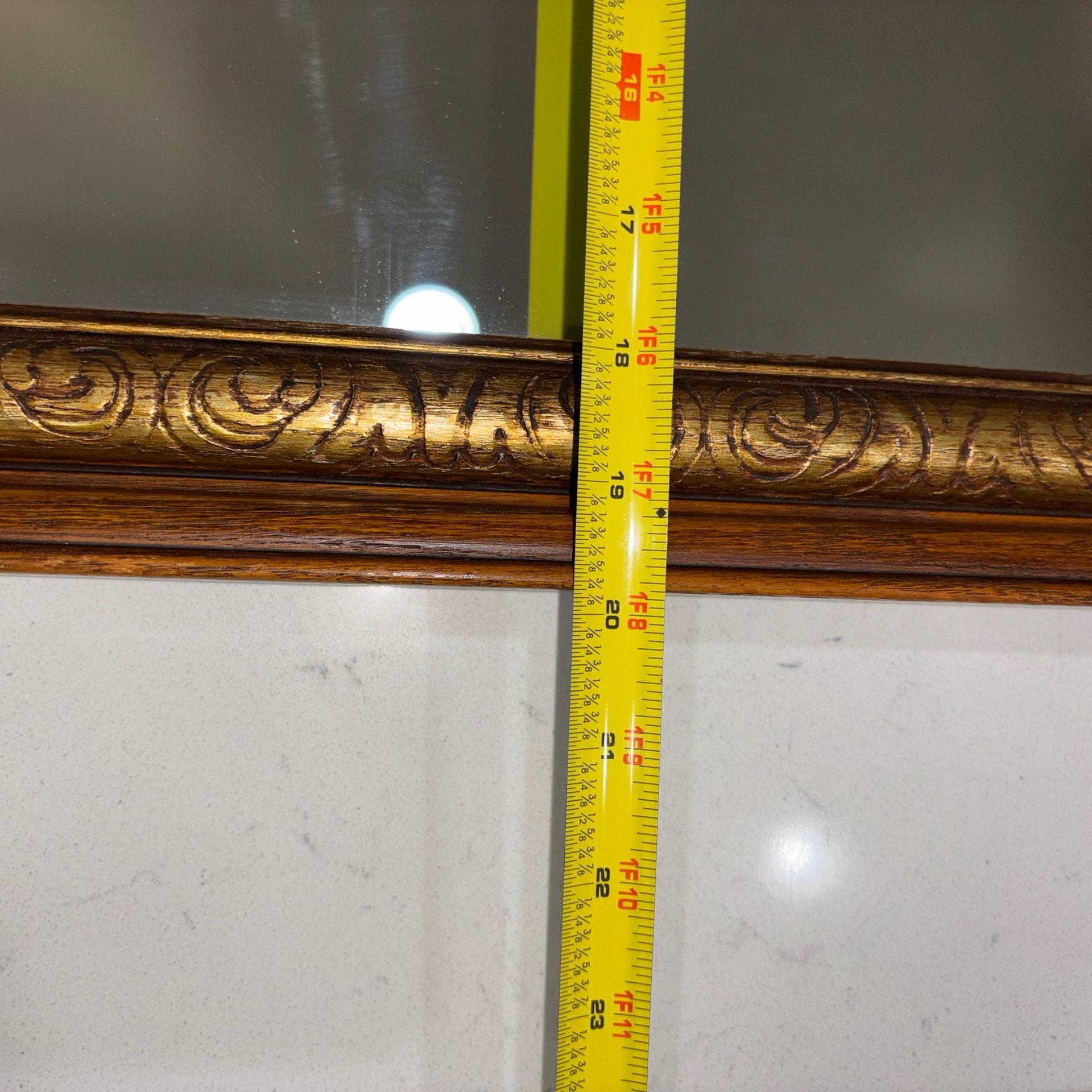 Vintage Heavy Ornate Gold And Solid Wood Framed Wall Mirror 24”x20” 12