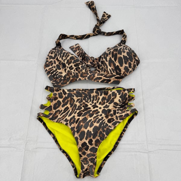 Bar III Leopard Bikini Swimsuit Top M Bottom L