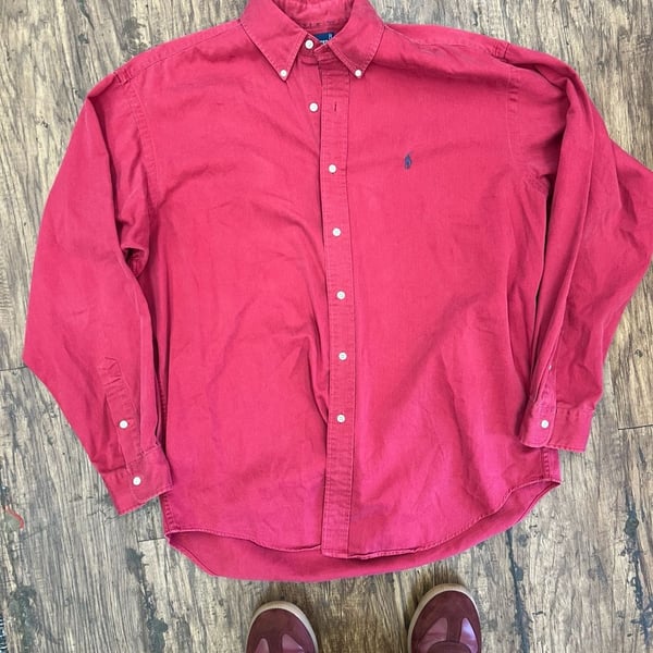 Ralph Lauren Blake Shirt Size L Red Long Sleeve Button Down Cotton