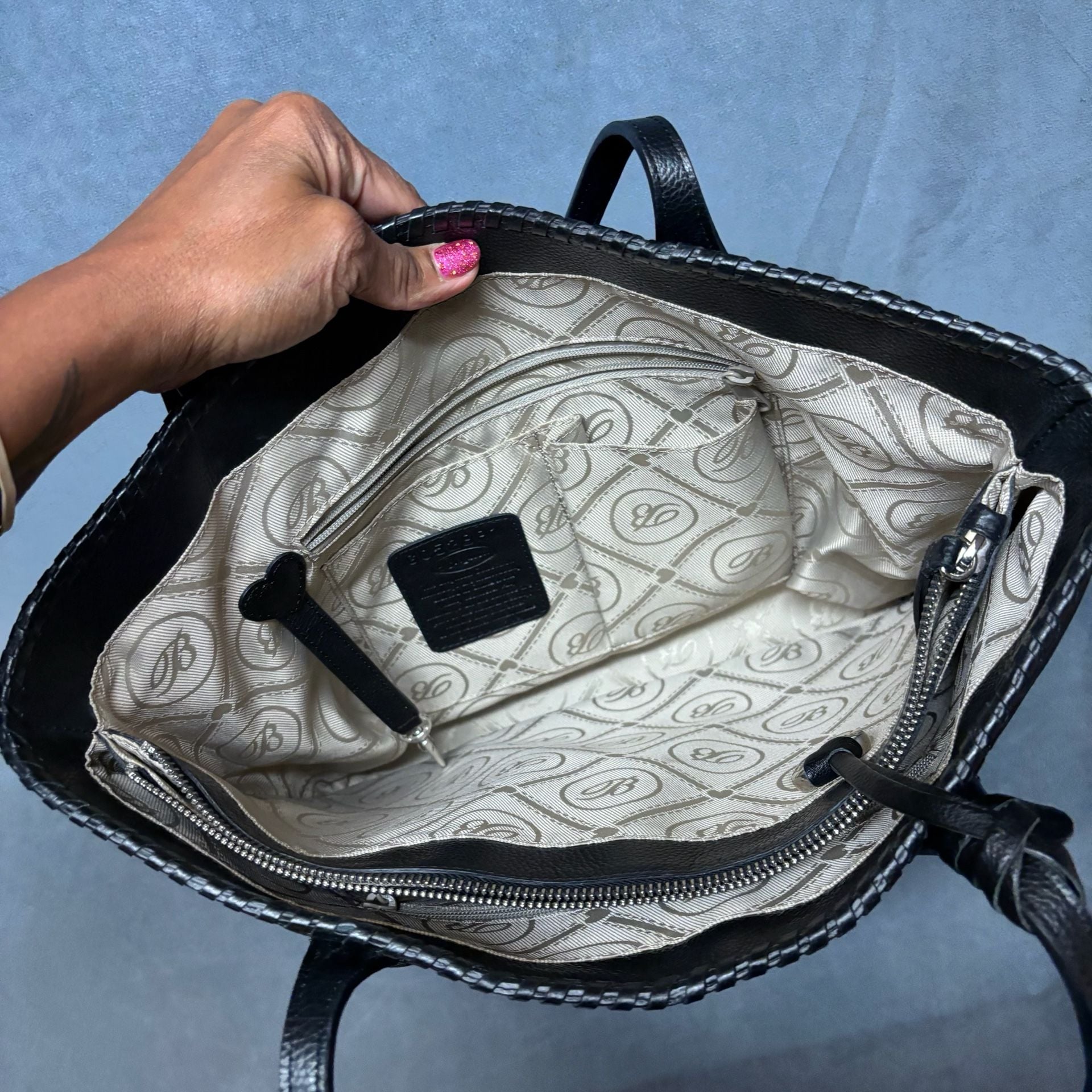 Brighton Ferrara Emilia Medallion Black Leather Tote 9