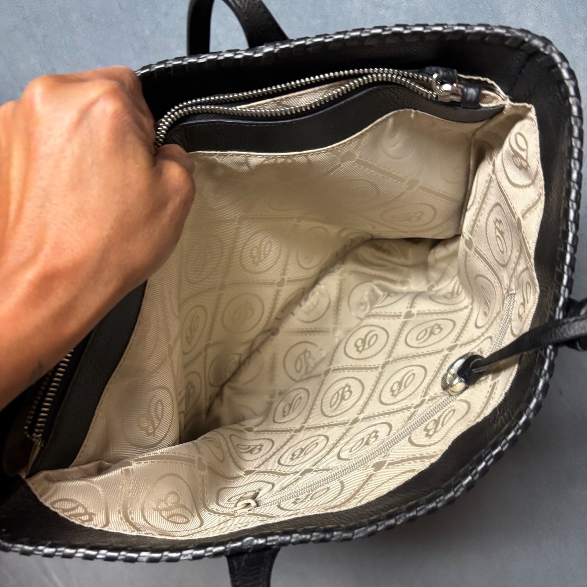 Brighton Ferrara Emilia Medallion Black Leather Tote 13