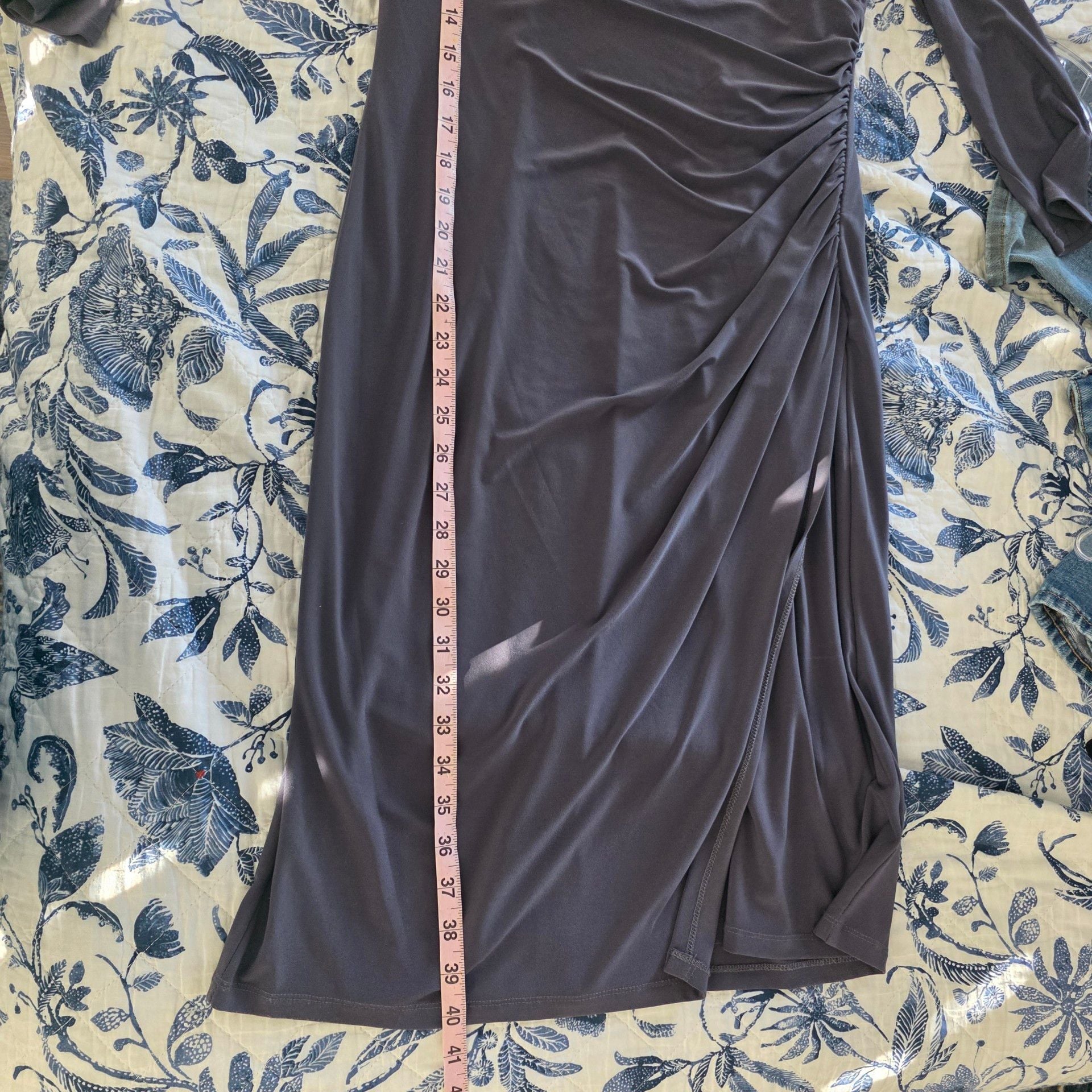 Lauren Ralph Lauren Faux Wrap Ruched Jersey Dress Grey  Size 6 EUC 7