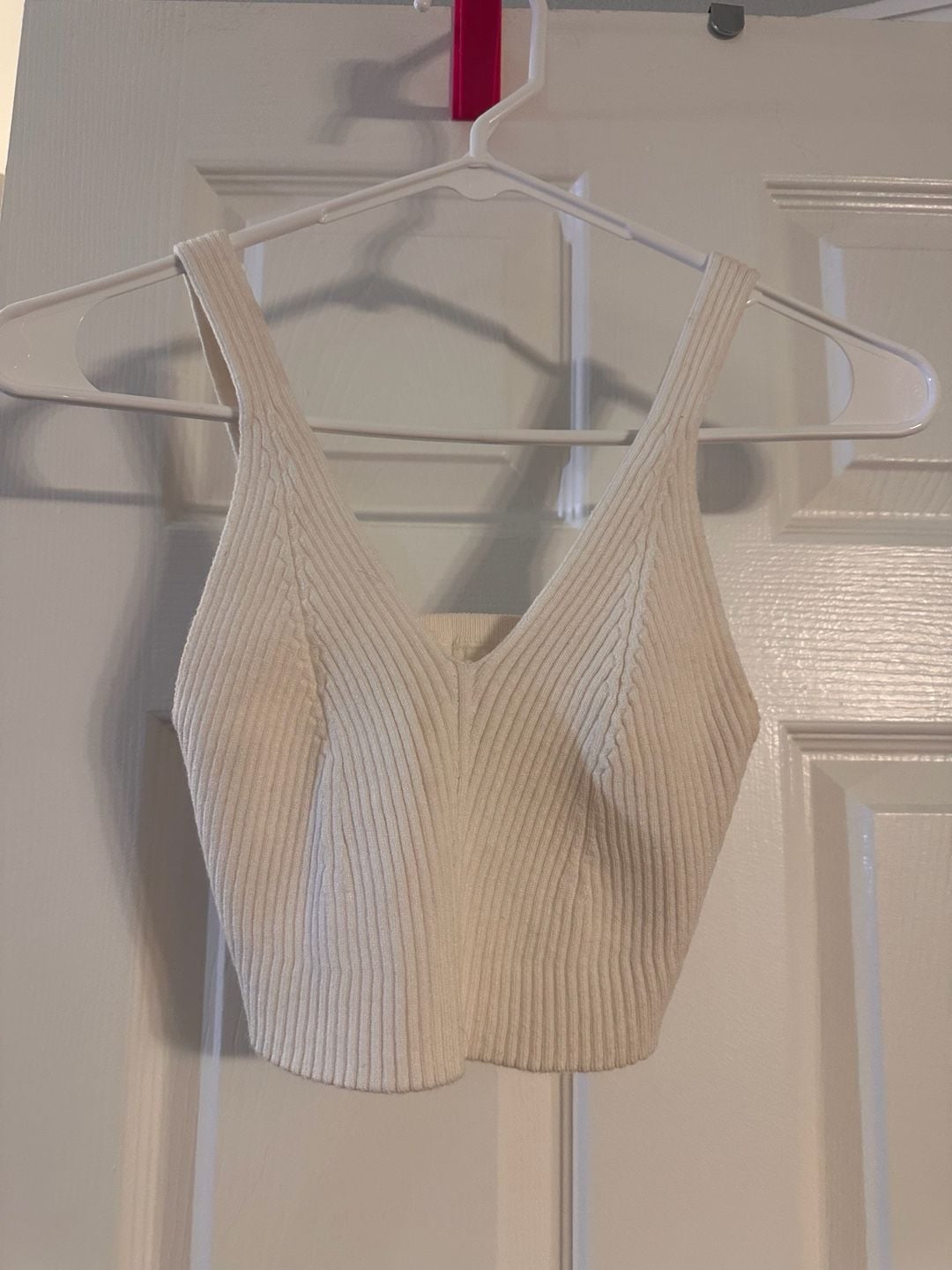 Unbranded Ribbed Knit Cami Top Cream Size M 2