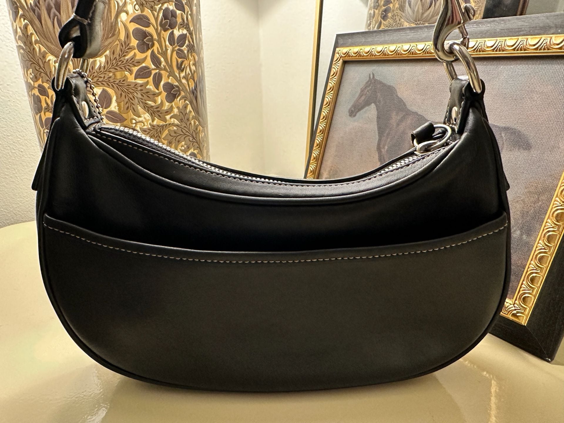 Vintage Y2K Coach Demi Hobo Legacy Hampton Black Leather Small Shoulder Bag 7593 6