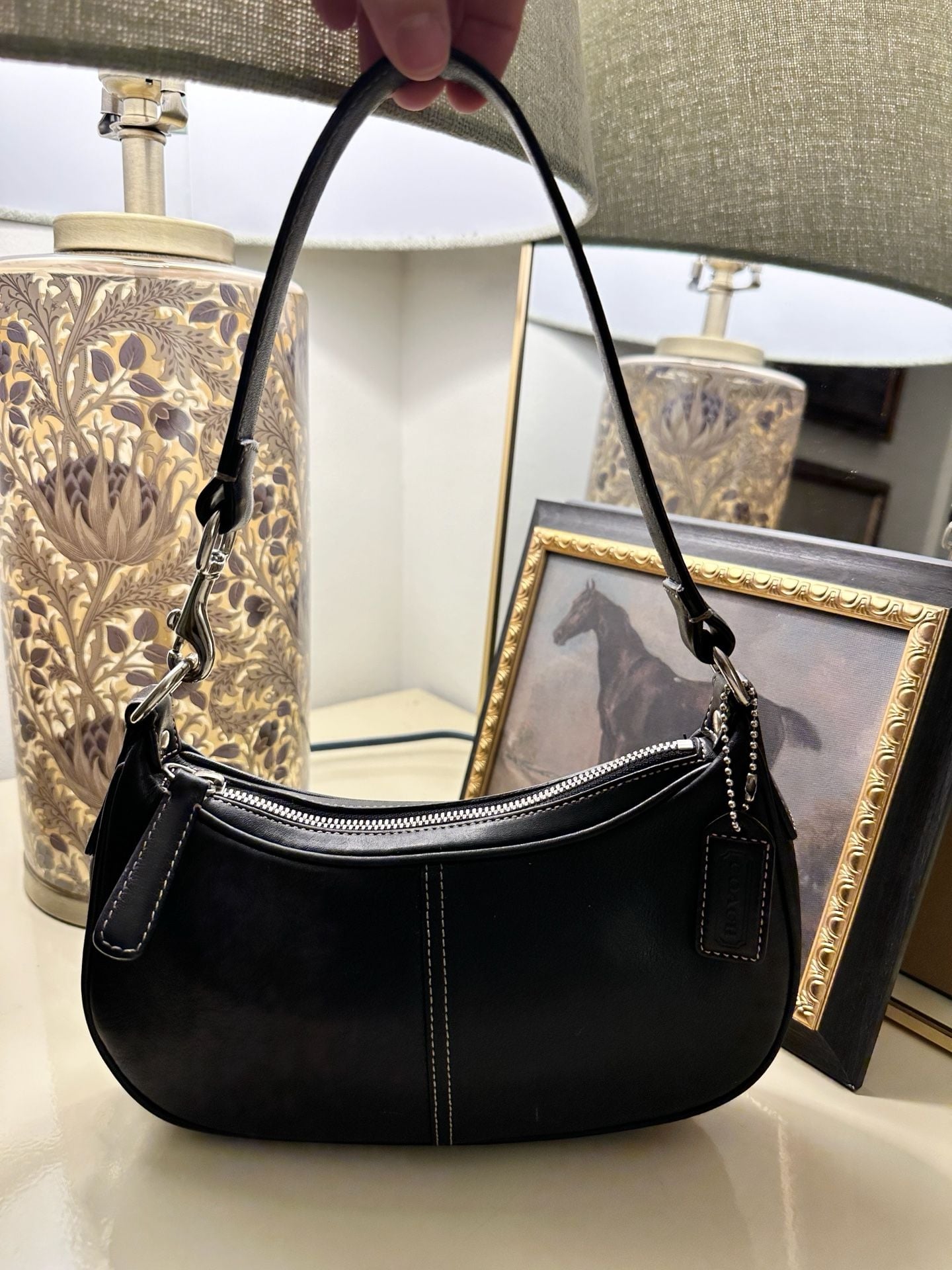 Vintage Y2K Coach Demi Hobo Legacy Hampton Black Leather Small Shoulder Bag 7593 2