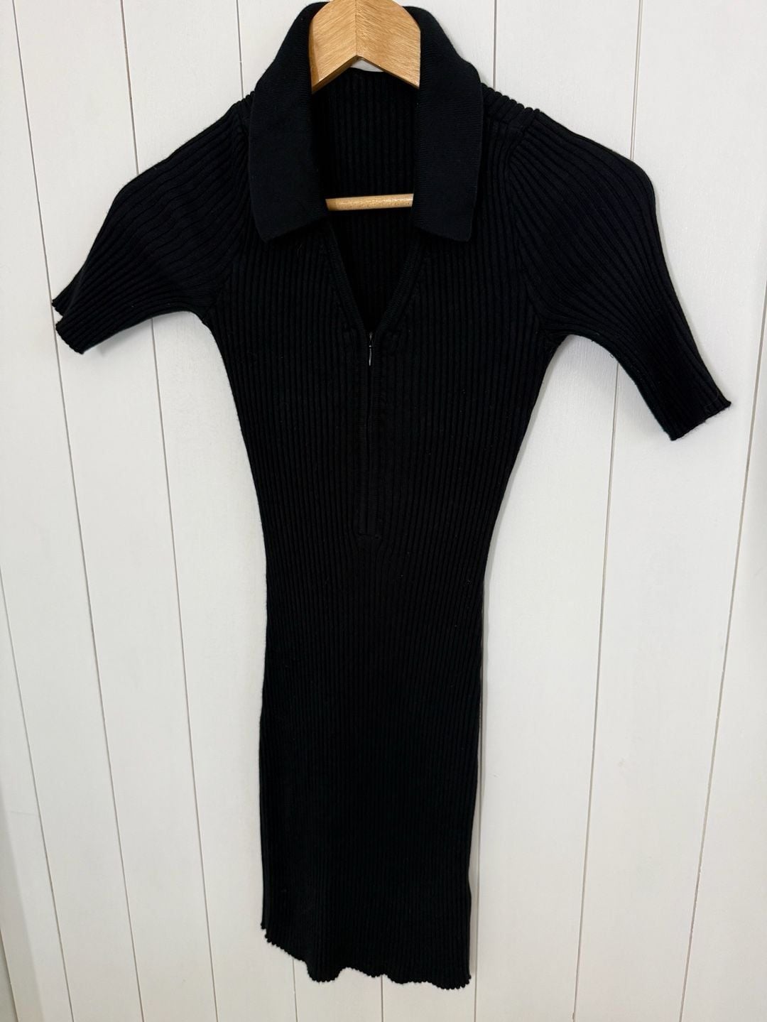 Abercrombie & Fitch Midi Dress Size SP Black Ribbed Polo 2
