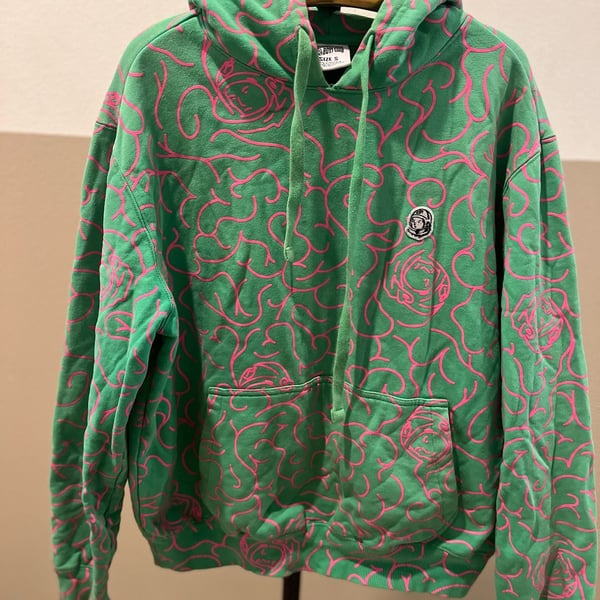 Billionaire Boys Club Cortex Hoodie Size S Green Pink Brain Print
