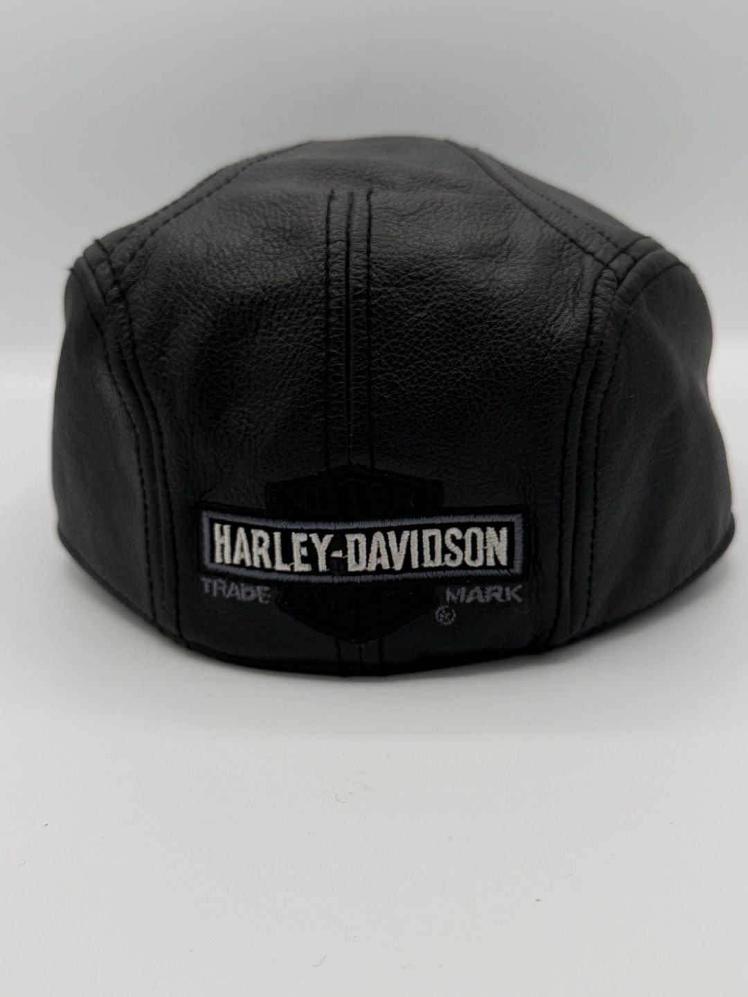 Harley Davidson 99561-04V Leather Ivy Cap Hat Black Newsboy Size L Genuine 4