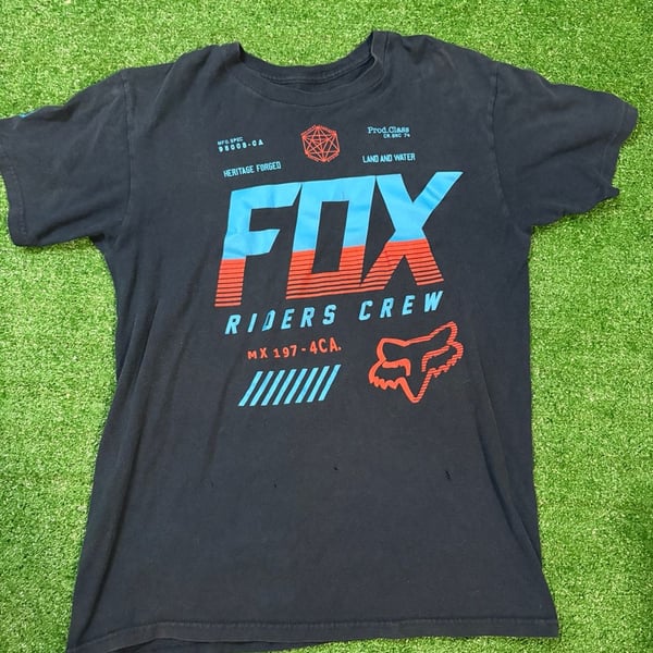 Fox Racing Riders Crew T-Shirt Size M Black Short Sleeve Graphic Tee