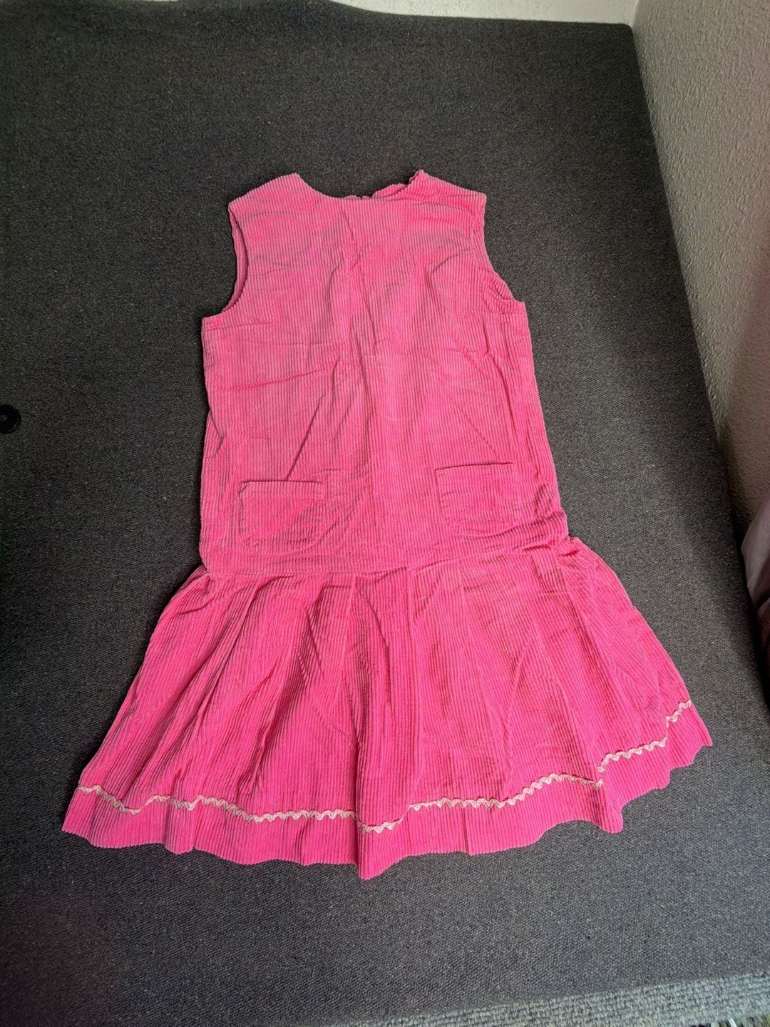 Vintage Pink Corduroy Drop Waist Dress Sleeveless 3