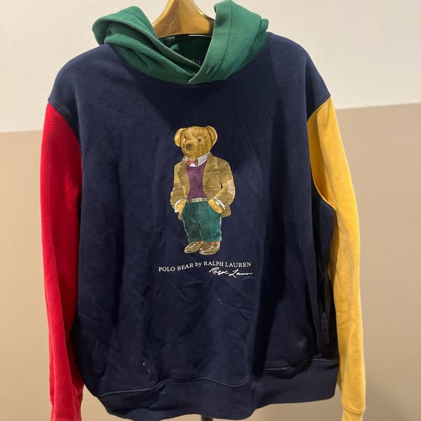Polo Ralph Lauren Polo Bear Colorblock Hoodie Size M Navy Red Yellow Green
