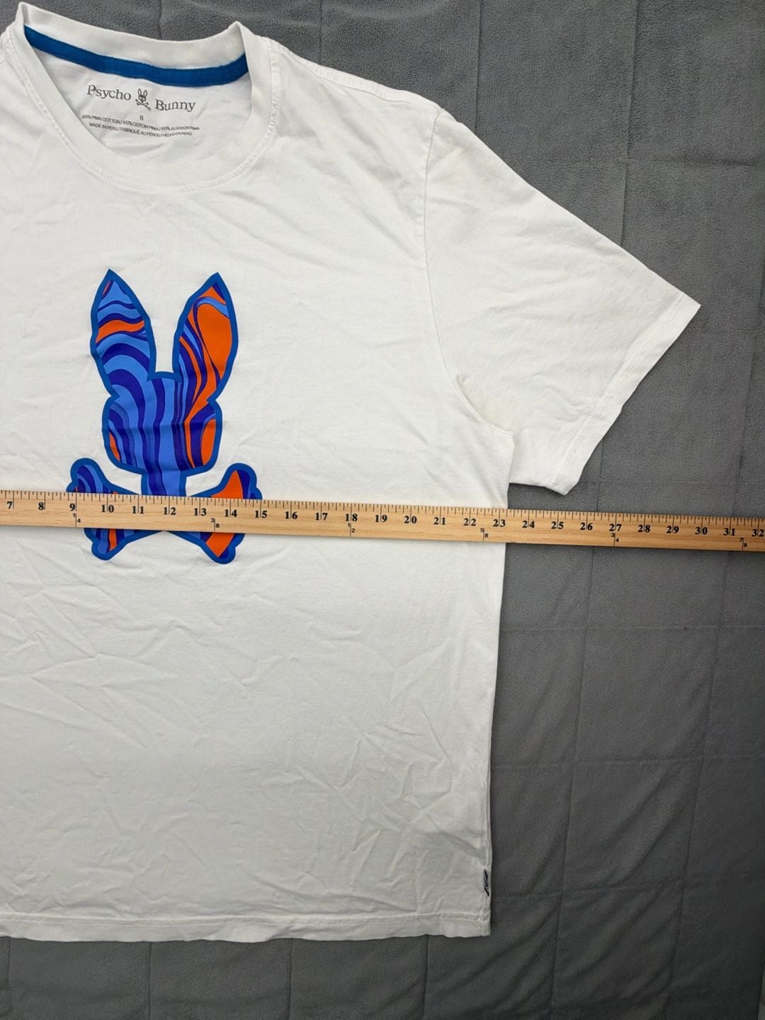 Psycho Bunny Graphic T-Shirt Size 8 / XXL White Pima Cotton 7