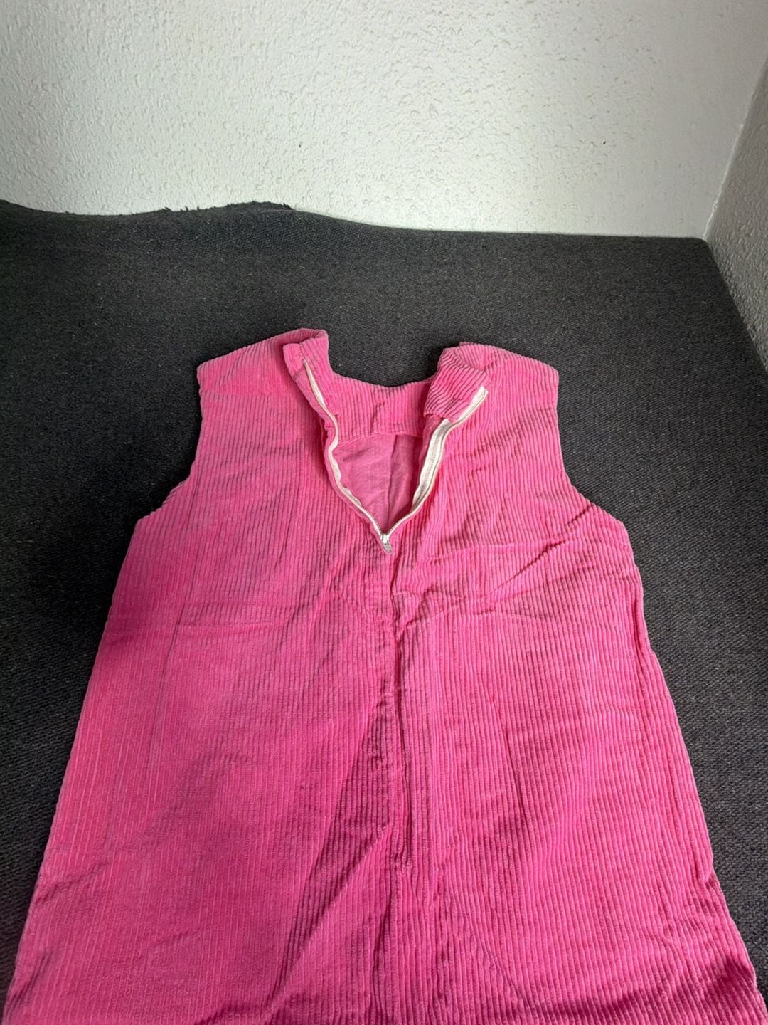 Vintage Pink Corduroy Drop Waist Dress Sleeveless 5