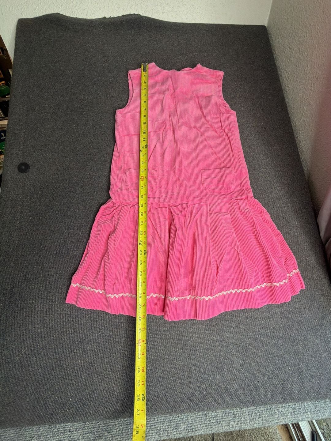 Vintage Pink Corduroy Drop Waist Dress Sleeveless 6