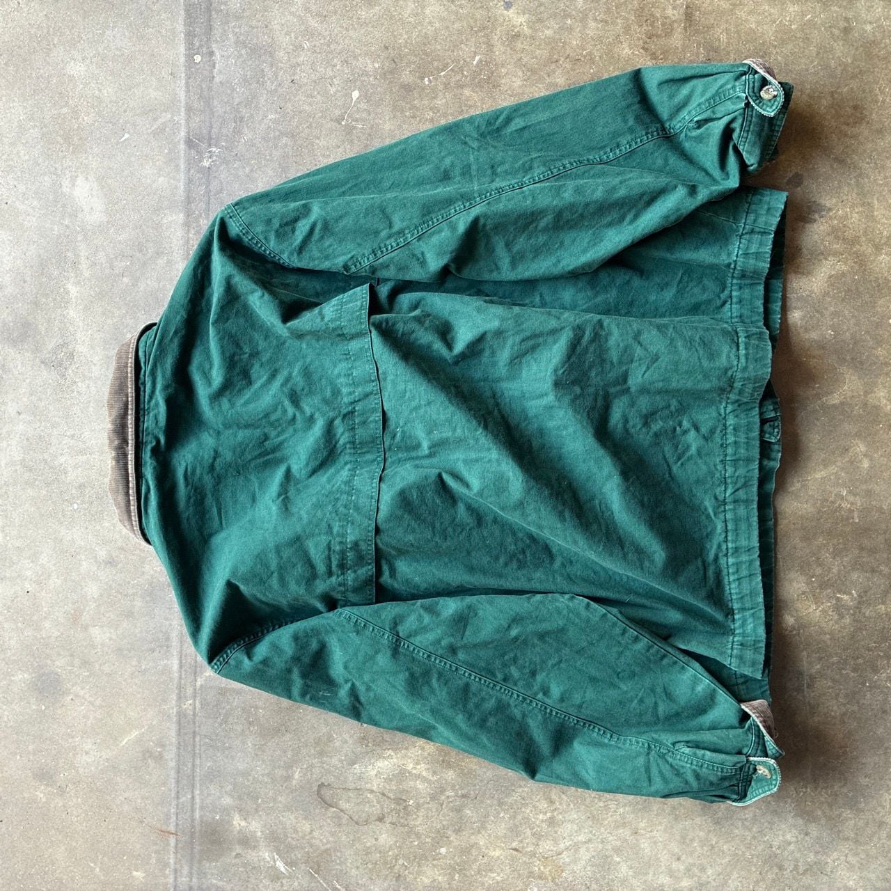 1990’s Eddie Bauer Canvas Chore Jacket Size XL/XG Green Corduroy Collar 5