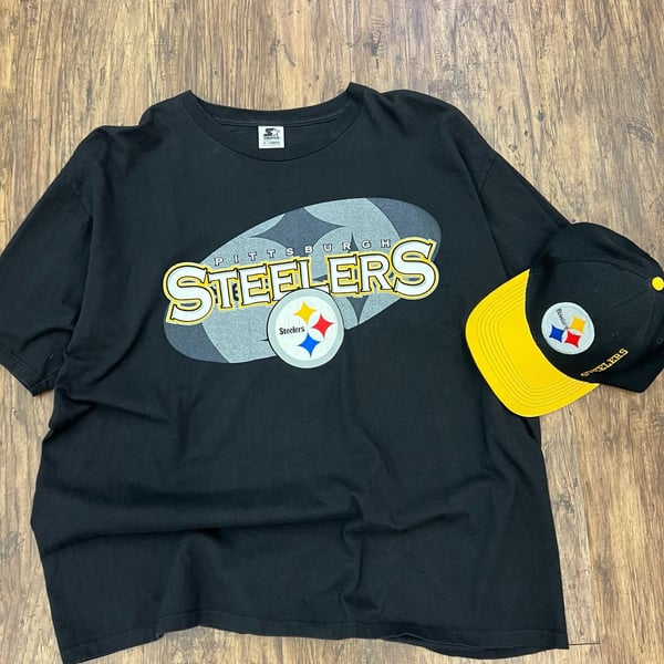 Starter Pittsburgh Steelers T-Shirt Size X-Large Black NFL Football Graphic Tee