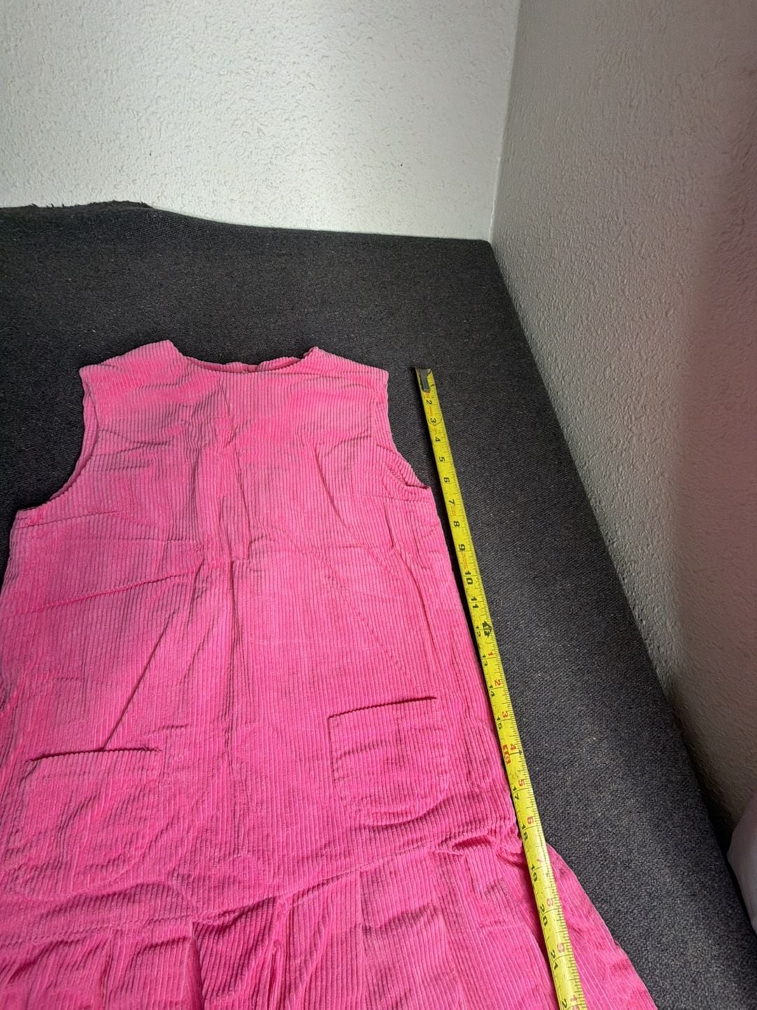 Vintage Pink Corduroy Drop Waist Dress Sleeveless 8
