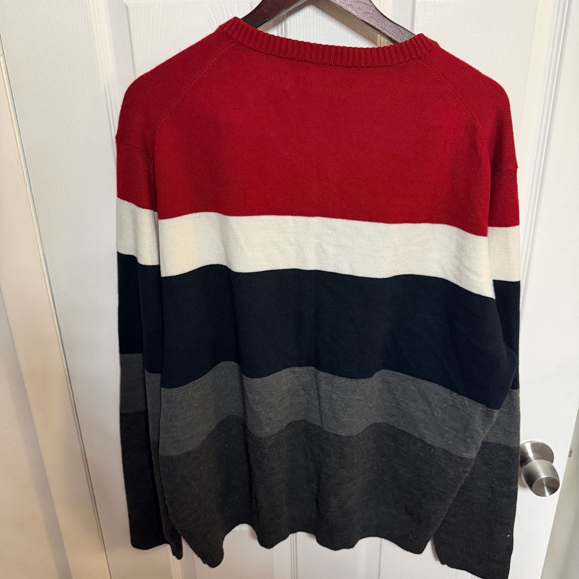 U.S. Polo Assn. V-Neck Sweater Size XXL Red White Black Gray Striped Acrylic 5
