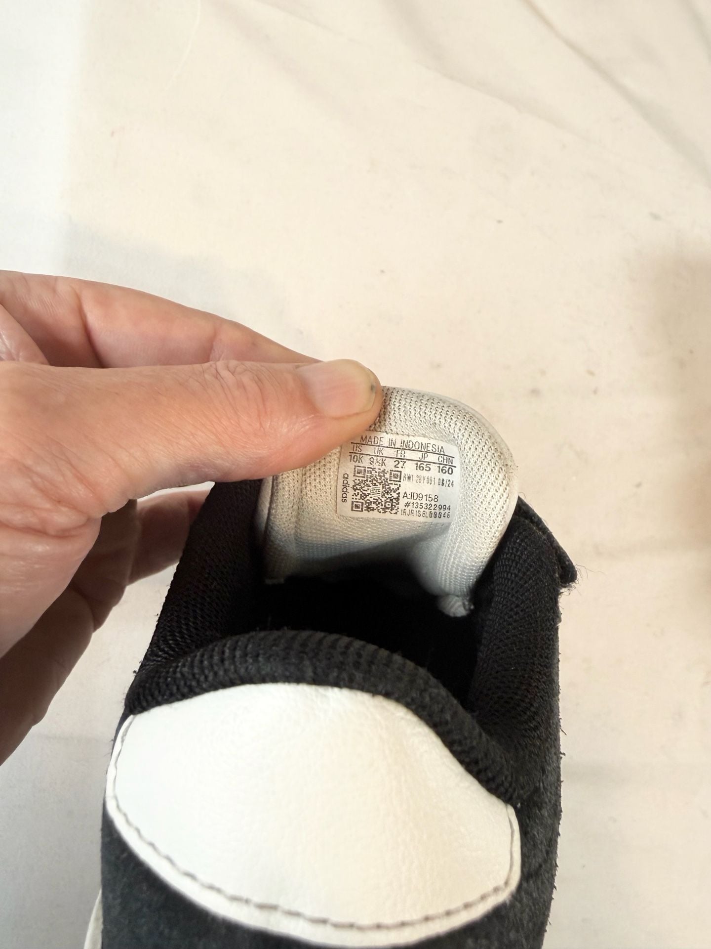 Adidas Toddler Boys Girls Size 10 Kids Black White Suede 3-Stripes Hook Loop Strap Sneakers ID9158 Retro Y2K Minimalist Preppy Heritage 6