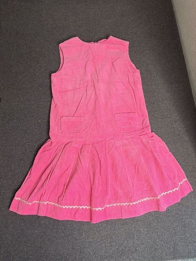 Vintage Pink Corduroy Drop Waist Dress Sleeveless 2
