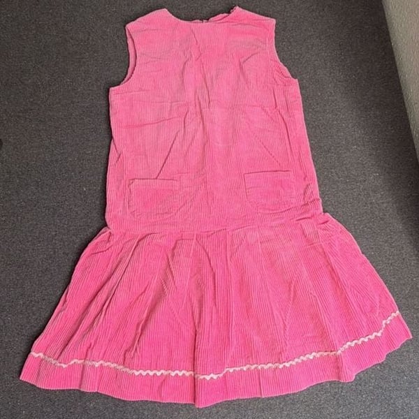 Vintage Pink Corduroy Drop Waist Dress Sleeveless