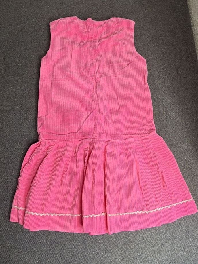 Vintage Pink Corduroy Drop Waist Dress Sleeveless 4
