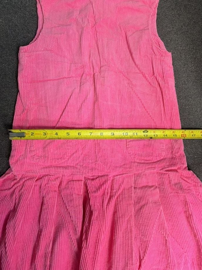 Vintage Pink Corduroy Drop Waist Dress Sleeveless 7
