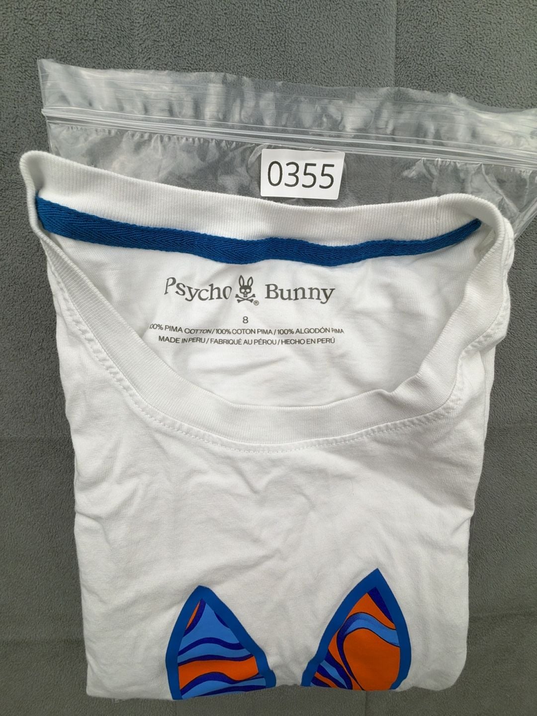 Psycho Bunny Graphic T-Shirt Size 8 / XXL White Pima Cotton 12