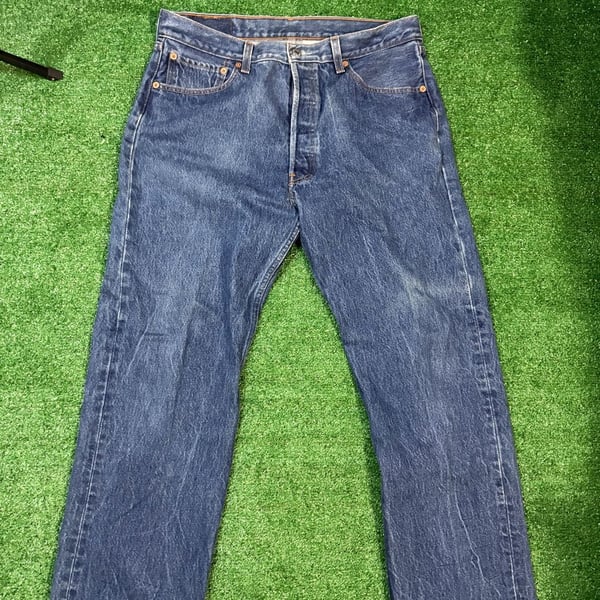 Y2K 2001 Levi's 501 Jeans Size W35 L34 Blue Denim Straight Leg Button Fly