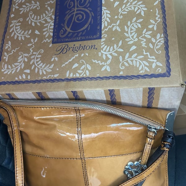 Brighton Tan Leather Shoulder Bag with Heart Charm