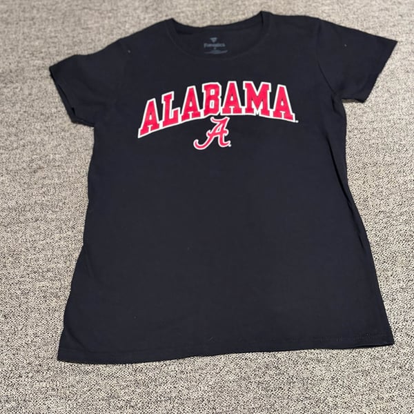 071-Fanatics Alabama Crimson Tide T-Shirt Size M Black Script Logo
